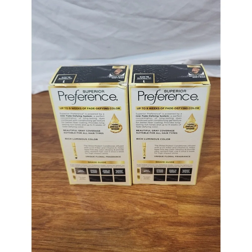 L'Oreal Superior Preference Permanent‎ Hair Color #1 Ultimate Black 2 Pack